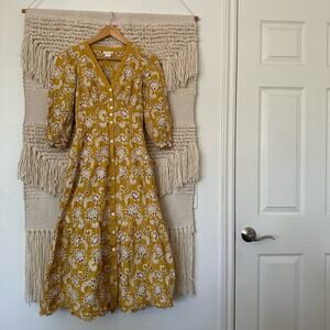 Shoshanna Yellow Eyelet Midi Dress